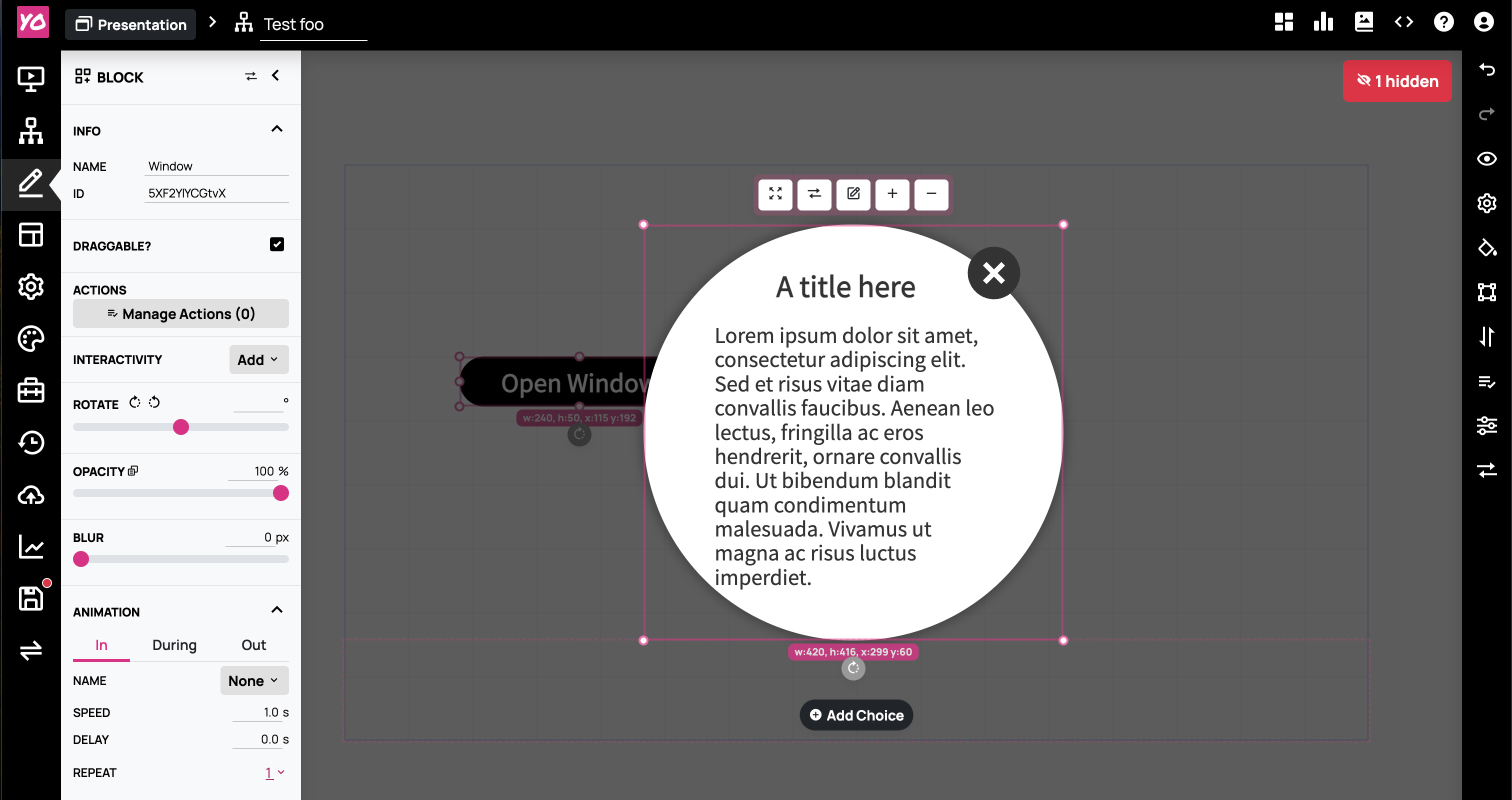 A branching video scenario structure